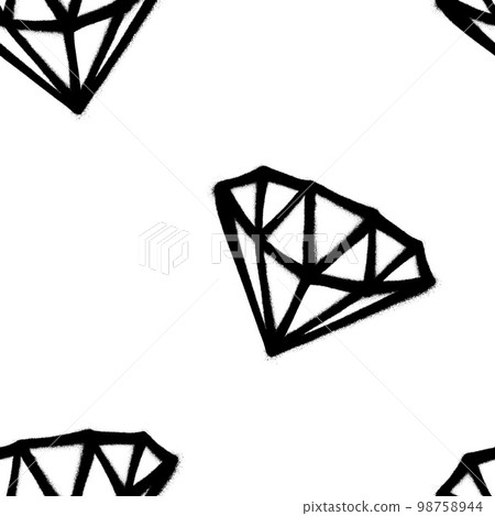Seamless pattern of sprayed diamond with overspray in black over white. Vector illustration template. Seamless pattern of sprayed diamond with overspray in black over white. Vector illustration template. 98758944