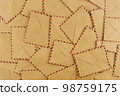 Background from a large number of postal envelopes, top view 98759175