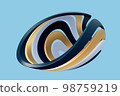 3D curved disk made up of rings on blue background. 98759219