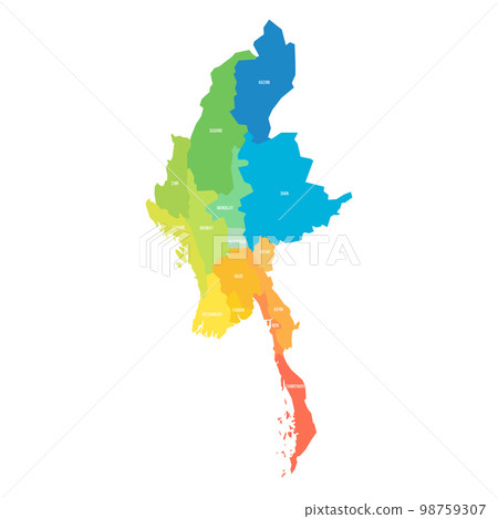 Myanmar political map of administrative divisions 98759307