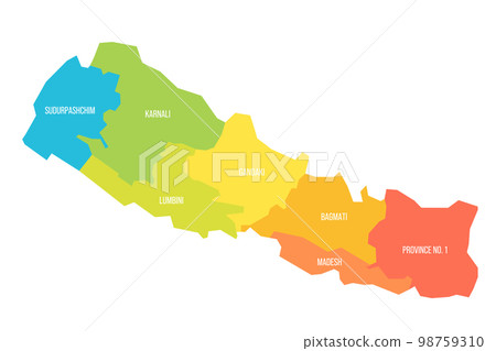 Nepal political map of administrative divisions Nepal political map of administrative divisions 98759310