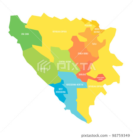 Bosnia and Herzegovina political map of administrative divisions Bosnia and Herzegovina political map of administrative divisions 98759349