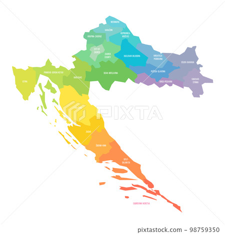 Croatia political map of administrative divisions 98759350
