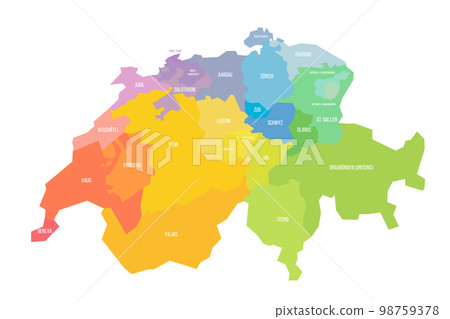 Switzerland political map of administrative divisions 98759378