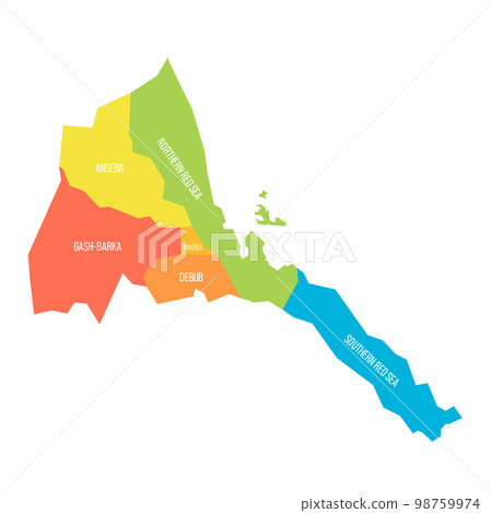 Eritrea political map of administrative divisions 98759974