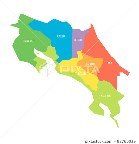 Costa Rica political map of administrative divisions 98760039