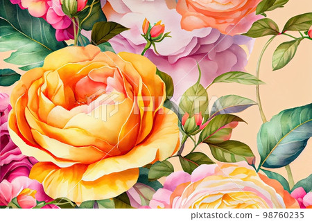 beautiful wallpaper of painted orange peonies 98760235