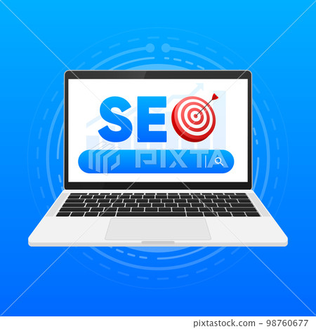 SEO Optimization for marketing social media website. Seo interface for research analysis. Seo strategy. Vector illustration. SEO Optimization for marketing social media website. Seo interface for research analysis. Seo strategy. Vector illustration. 98760677