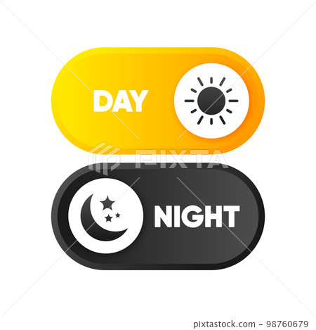 Day or Night mode switch button. Concept of interface ui. On Off or Light and Dark mode. Vector illustration. Day or Night mode switch button. Concept of interface ui. On Off or Light and Dark mode. Vector illustration. 98760679