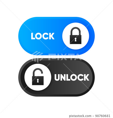 Lock or Unlock switch button. Concept to protect. On or Off mode. Vector illustration. Lock or Unlock switch button. Concept to protect. On or Off mode. Vector illustration. 98760681