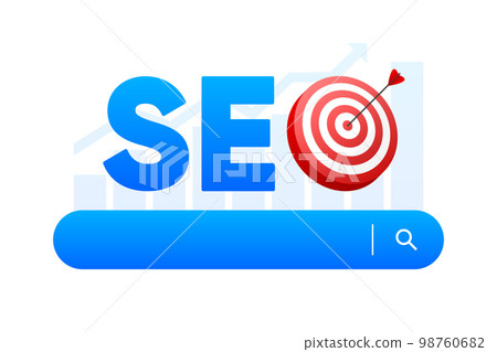 SEO Optimization for marketing social media website. Seo interface for research analysis. Seo strategy. Vector illustration. 98760682