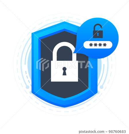 Password for secure login in system digital for mobile app. Privacy protection. Two Step verification. Vector illustration. 98760683
