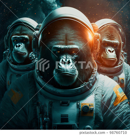 gorilla, space, astronaut 98760710