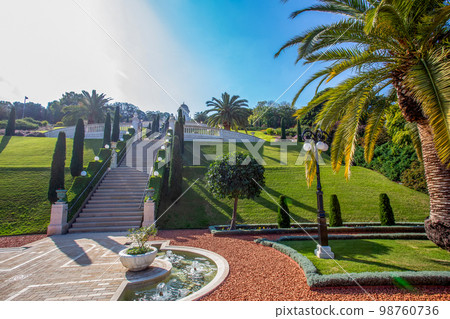 Amazing Public park Bahai garden (terraces of the Shrine of the Bab) in Haifa Amazing Public park Bahai garden (terraces of the Shrine of the Bab) in Haifa 98760736