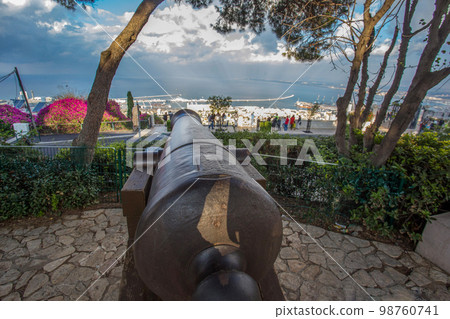 Historic  cannons on top of Carmel mount 98760741