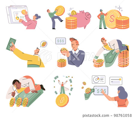Budget plan concept. Evaluates his income and expenses, analyzes investments and savings 98761058