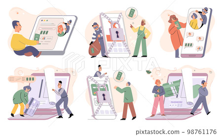 Concept of hacker attack, fraud investigation, internet phishing attack. Fraud prevention 98761176