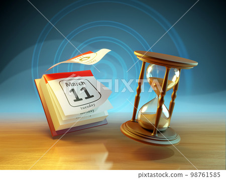 Hourglass and desk calendar Hourglass and desk calendar 98761585