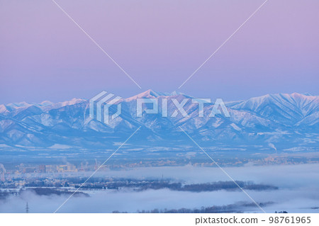 Tokachi plain and sunrise Tokachi plain and sunrise 98761965