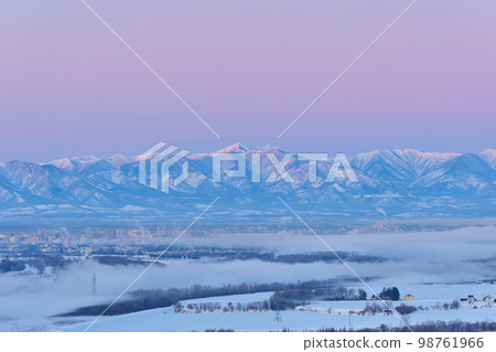 Tokachi plain and sunrise Tokachi plain and sunrise 98761966
