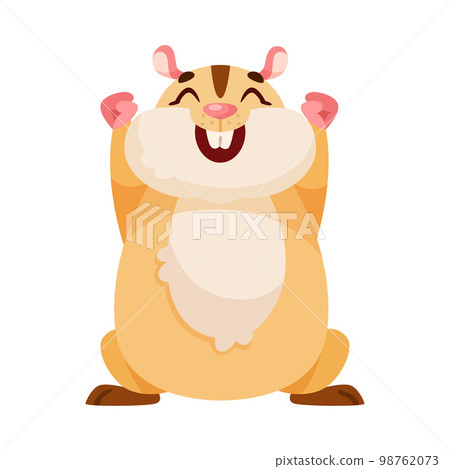 Funny Hamster Animal Enjoying and Cheering with Happy Smiling Snout Vector Illustration 98762073