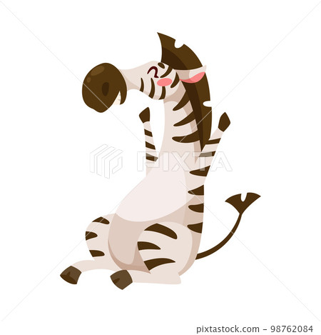 Funny Zebra Animal with Striped Coat Enjoying and Cheering with Happy Smiling Snout Vector Illustration 98762084
