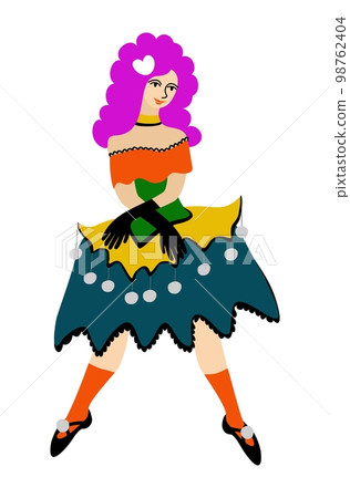 Columbine. One of the principal masks in traditional italian comedy. Commedia dell arte. Vector isolated illustration. 98762404