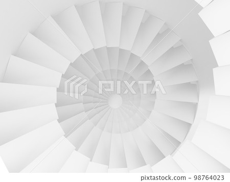 Simple white spiral staircase 3D illustration 98764023