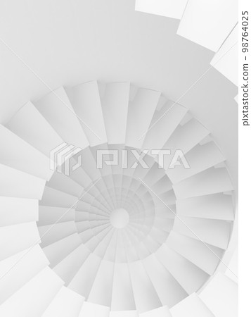 Simple white spiral staircase 3D illustration 98764025