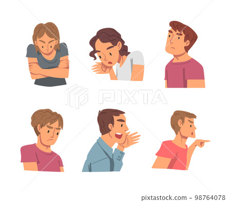 Young Angry Man and Woman Character Bullying and Abusing Someone Vector Set Young Angry Man and Woman Character Bullying and Abusing Someone Vector Set 98764078