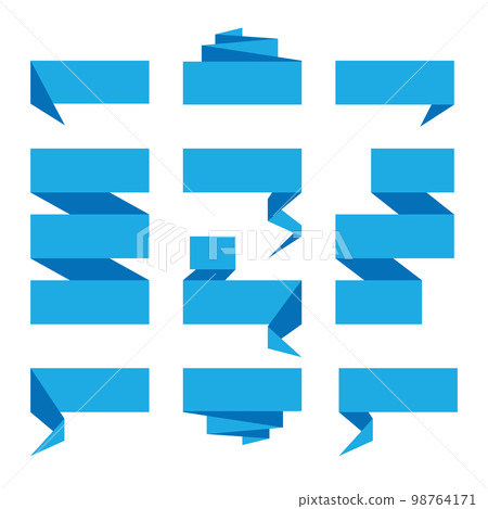 Folded ribbon banner set. Collection of blue label templates. Vector illustration Folded ribbon banner set. Collection of blue label templates. Vector illustration 98764171
