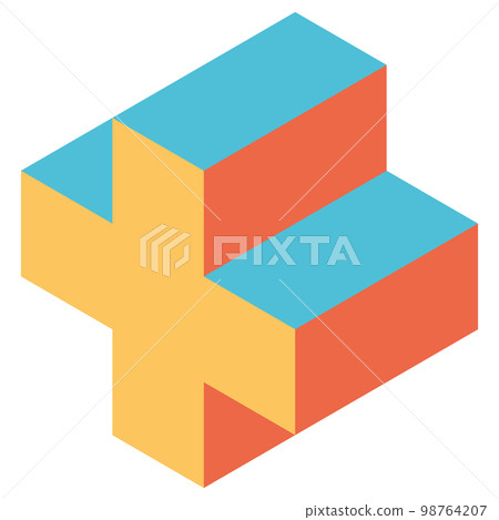 Cross of cubes. Retro colored. Isometric 3D vector object 98764207