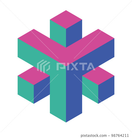 Abstract object of cubes. Retro colored. Isometric 3D vector object 98764211