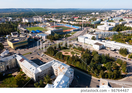 Aerial drone view of Dzerzhinsk city center 98764487