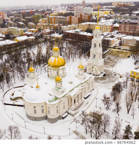 Aerial view of Spassky Cathedral in Penza on winter, Russia Aerial view of Spassky Cathedral in Penza on winter, Russia 98764862