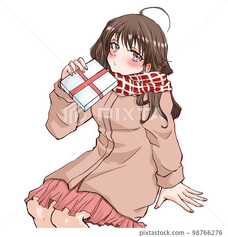 A woman trying to give a present 98766276