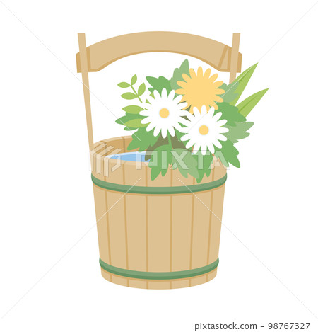water bucket and flowers water bucket and flowers 98767327
