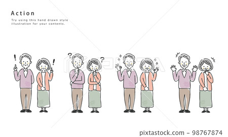 Senior couple facial expression set whole body Senior couple facial expression set whole body 98767874