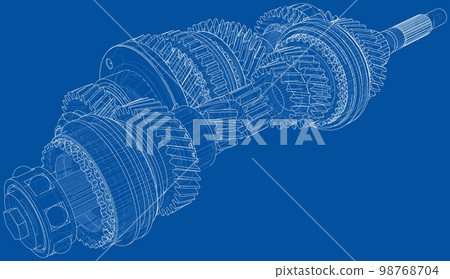 Gearbox sketch. Vector 98768704