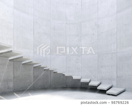 modern staircase in concrete space, 3d rendering modern staircase in concrete space, 3d rendering 98769226
