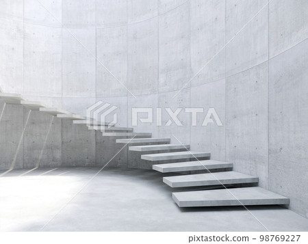 modern staircase in concrete space, 3d rendering modern staircase in concrete space, 3d rendering 98769227