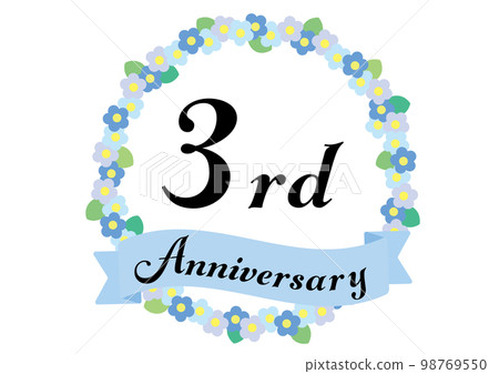 3rd anniversary frame decorated with flowers_blue 3rd anniversary frame decorated with flowers_blue 98769550