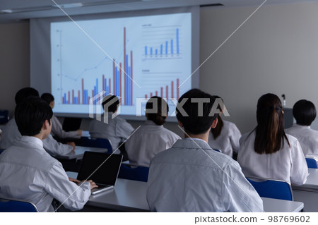 Business person wearing work clothes to receive training Business person wearing work clothes to receive training 98769602