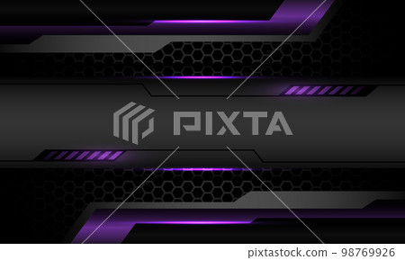 Abstract silver black banner purple cyber geometric on blue hexagon mesh pattern design modern luxury background vector 98769926