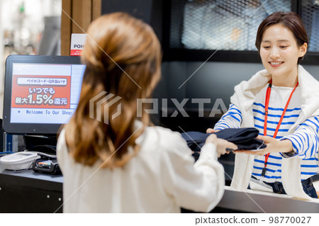 Apparel store checkout scene Apparel store checkout scene 98770027