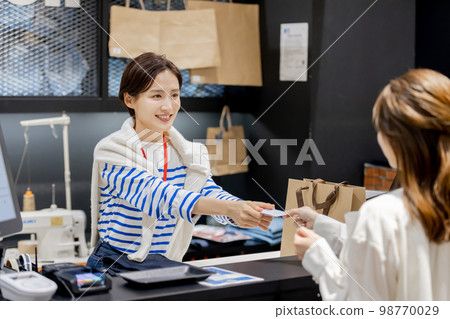 Apparel store checkout scene card payment Apparel store checkout scene card payment 98770029