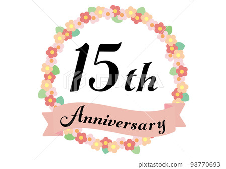 15th anniversary frame decorated with flowers_pink 98770693