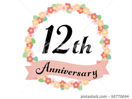 12th anniversary frame decorated with flowers_pink 98770694