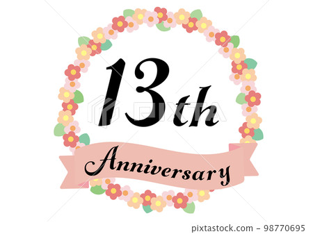 13th anniversary frame decorated with flowers_pink 98770695
