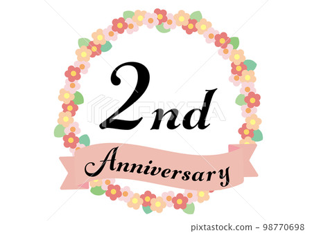 2nd anniversary frame decorated with flowers_pink 2nd anniversary frame decorated with flowers_pink 98770698